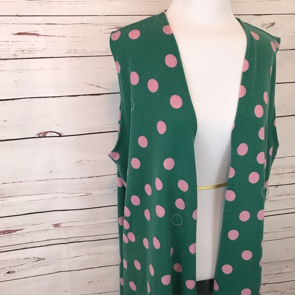 LuLaRoe Jackets & Blazers - 💙 LuLaRoe Joy.  Green with pink polka dots, XL